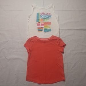 Girls Shirt and Tank Top 4T Orange Old Navy Tee White 1989 Place Kid's Tank Top
